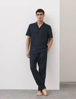 Linen Blend Revere Pyjama Top