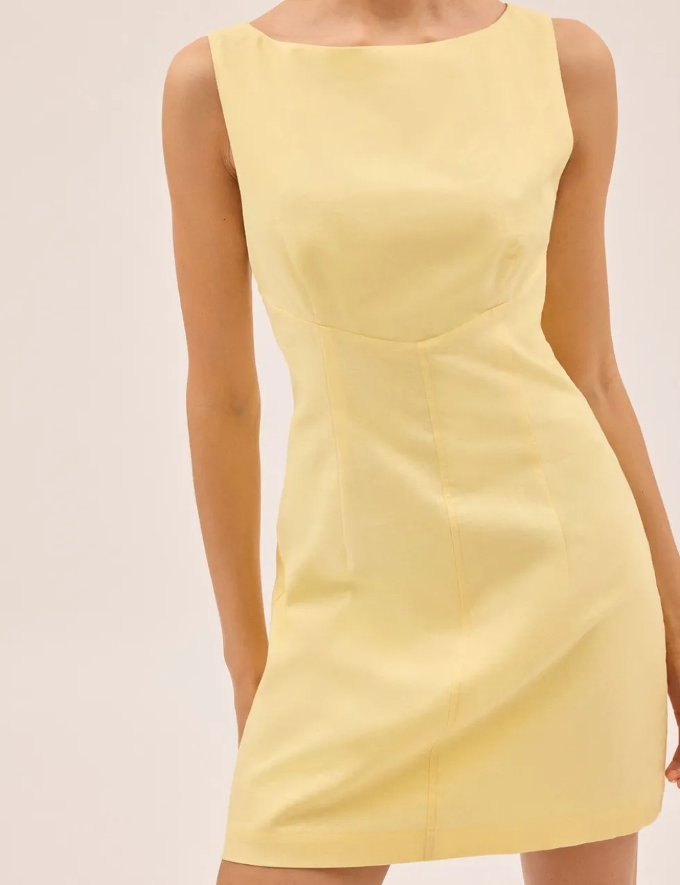 Linen Blend Round Neck Mini Shift Dress