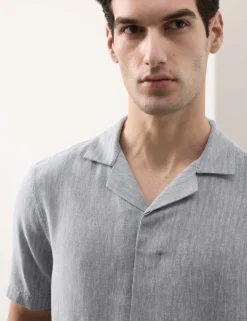 Linen Blend Short Sleeve Shirt