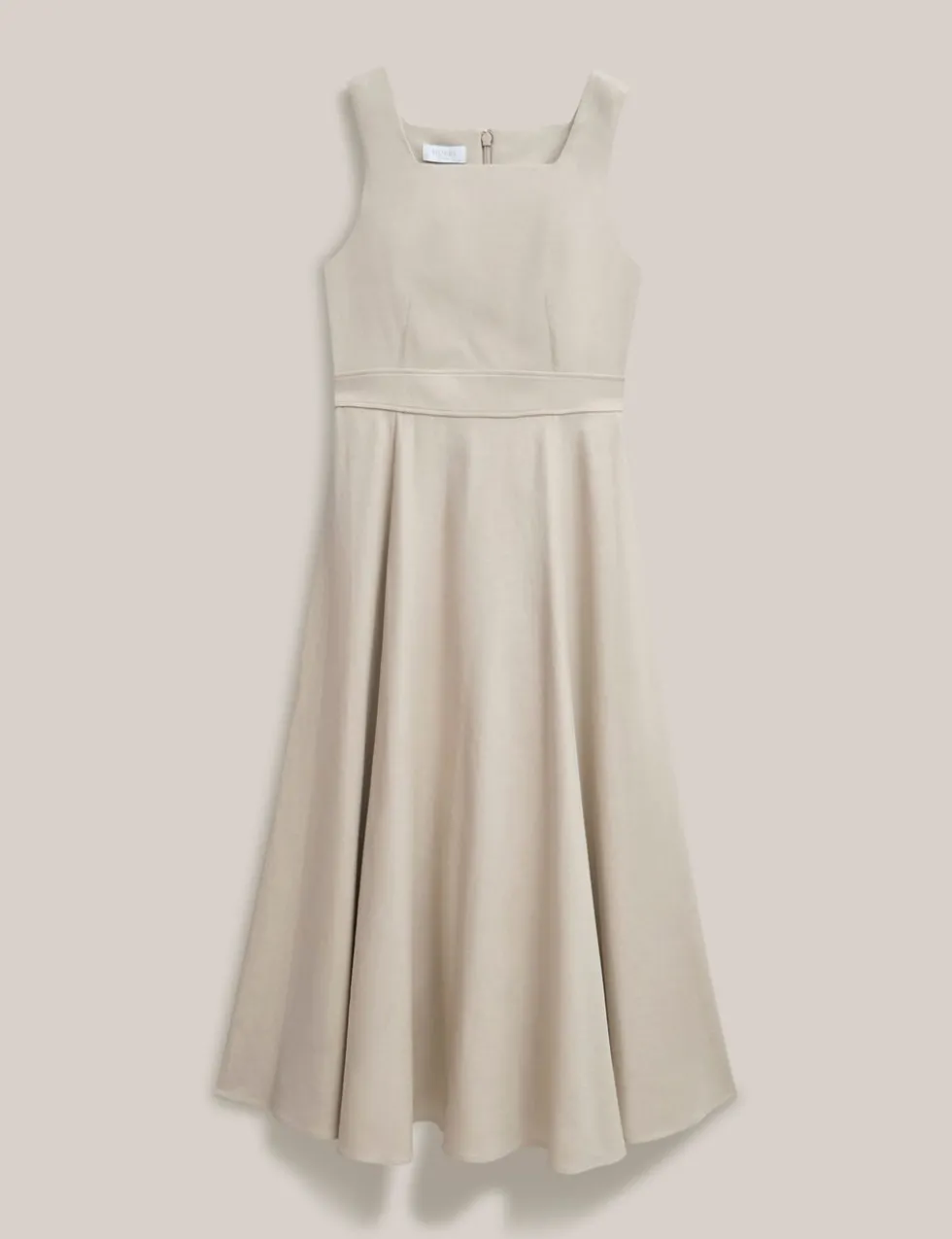 Linen Blend Square Neck Midi Skater Dress