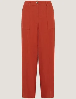 Linen Blend Straight Leg Trousers