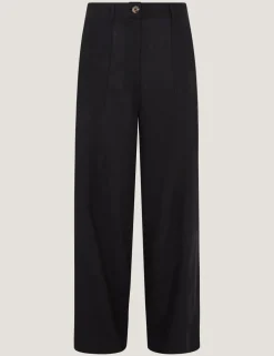 Linen Blend Straight Leg Trousers