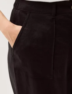 Linen Blend Straight Leg Trousers