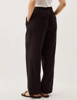 Linen Blend Straight Leg Trousers
