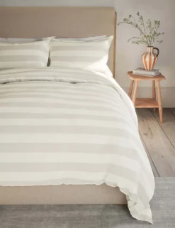 Linen Blend Striped Bedding Set