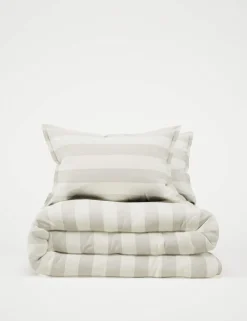 Linen Blend Striped Bedding Set