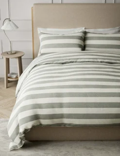 Linen Blend Striped Bedding Set