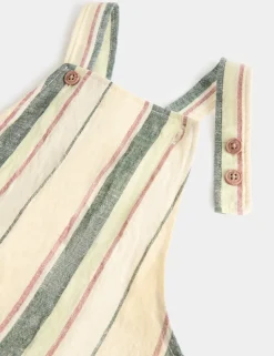 Linen Blend Striped Bibshort (0-3 Yrs)