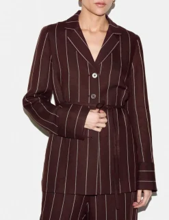 Linen Blend Striped Blazer
