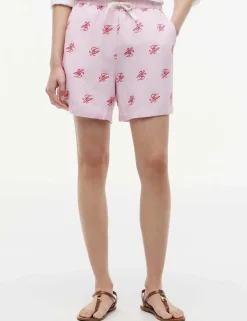Linen Blend Striped High Waisted Shorts