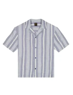 Linen Blend Striped Short Sleeve Shirt