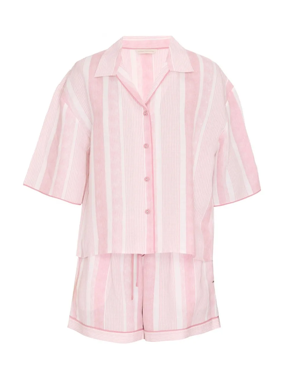 Linen Blend Striped Shortie Set
