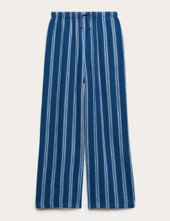Linen Blend Striped Wide Leg Trousers (6-16 Yrs)