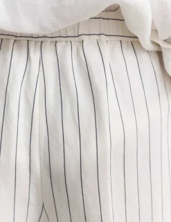 Linen Blend Striped Wide Leg Trousers