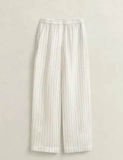 Linen Blend Striped Wide Leg Trousers