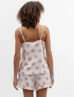 Linen Blend Sun Print Shortie Set