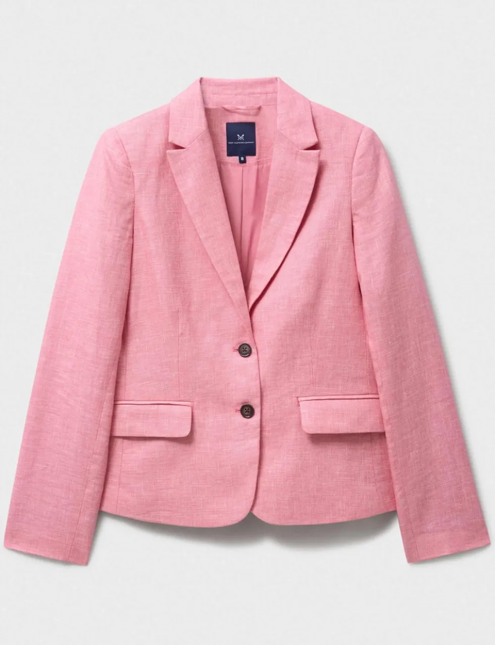 Linen Blend Textured Single Breasted Blazer