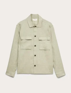 Linen Blend Twill Performance Overshirt