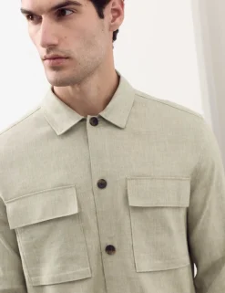 Linen Blend Twill Performance Overshirt