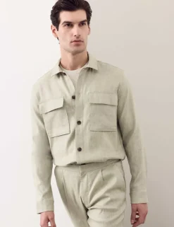 Linen Blend Twill Performance Overshirt