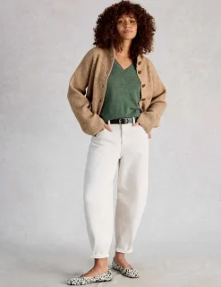 Linen Blend V-Neck Jumper