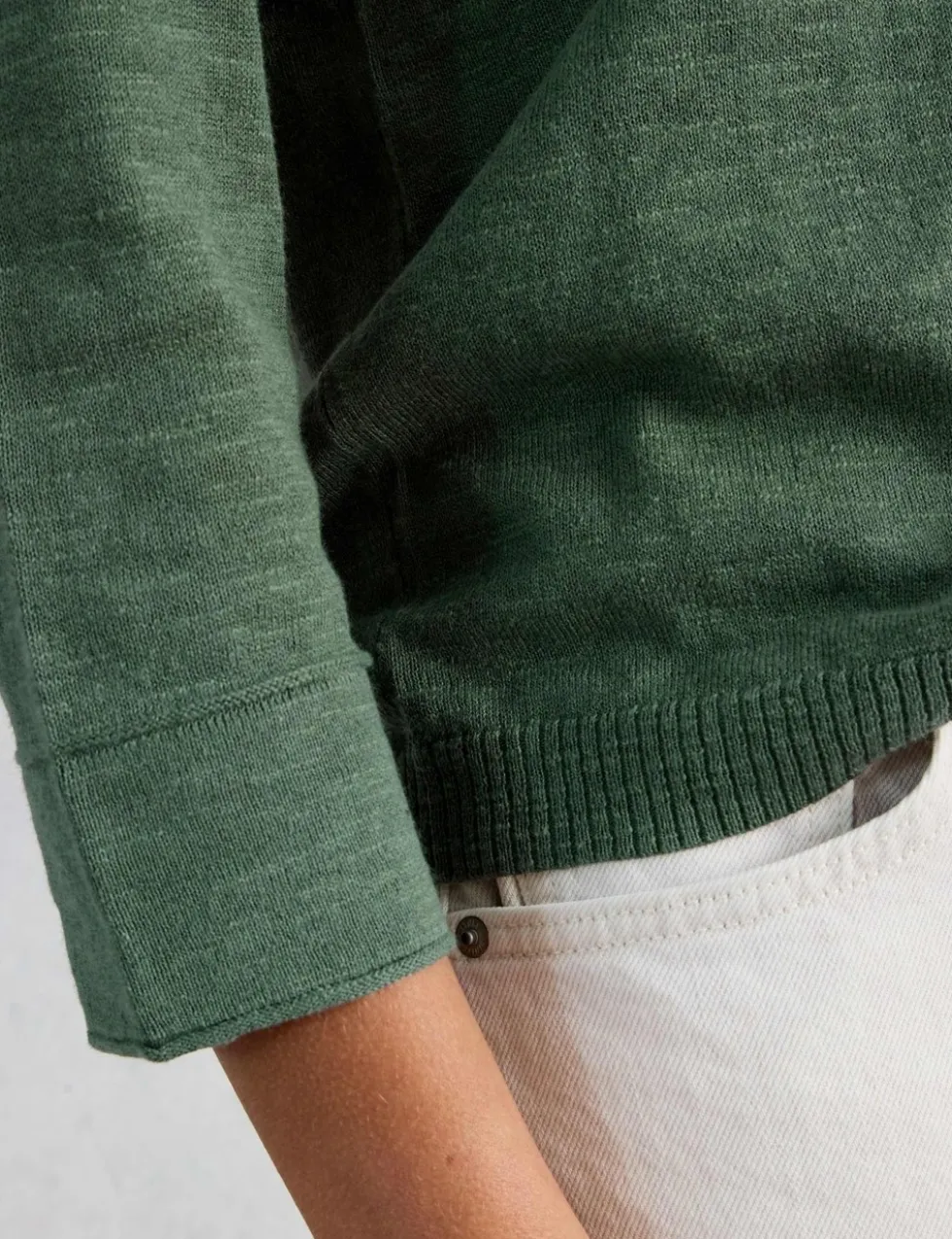 Linen Blend V-Neck Jumper
