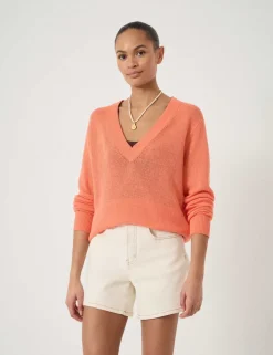 Linen Blend V-Neck Jumper