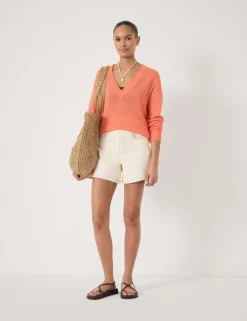 Linen Blend V-Neck Jumper