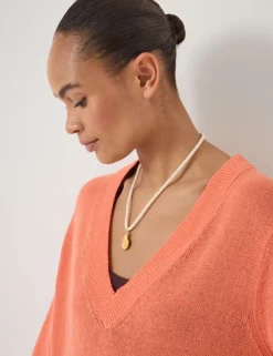 Linen Blend V-Neck Jumper