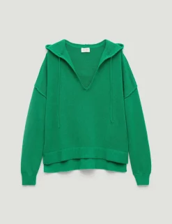 Linen Blend V-Neck Oversized Hoodie