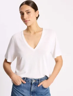 Linen Blend V-Neck T-Shirt
