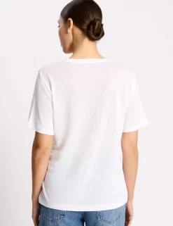 Linen Blend V-Neck T-Shirt