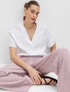 Linen Blend Wide Leg Trousers