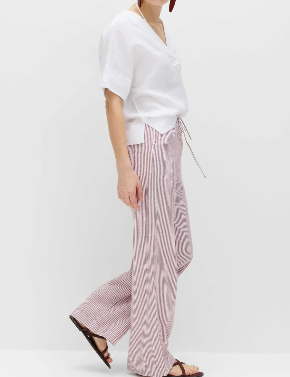 Linen Blend Wide Leg Trousers