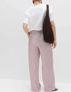 Linen Blend Wide Leg Trousers