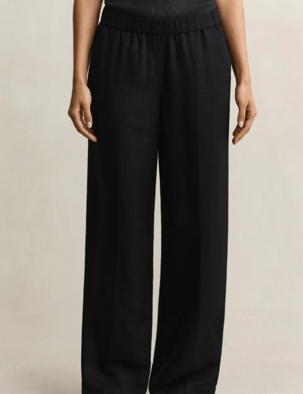 Linen Blend Wide Leg Trousers