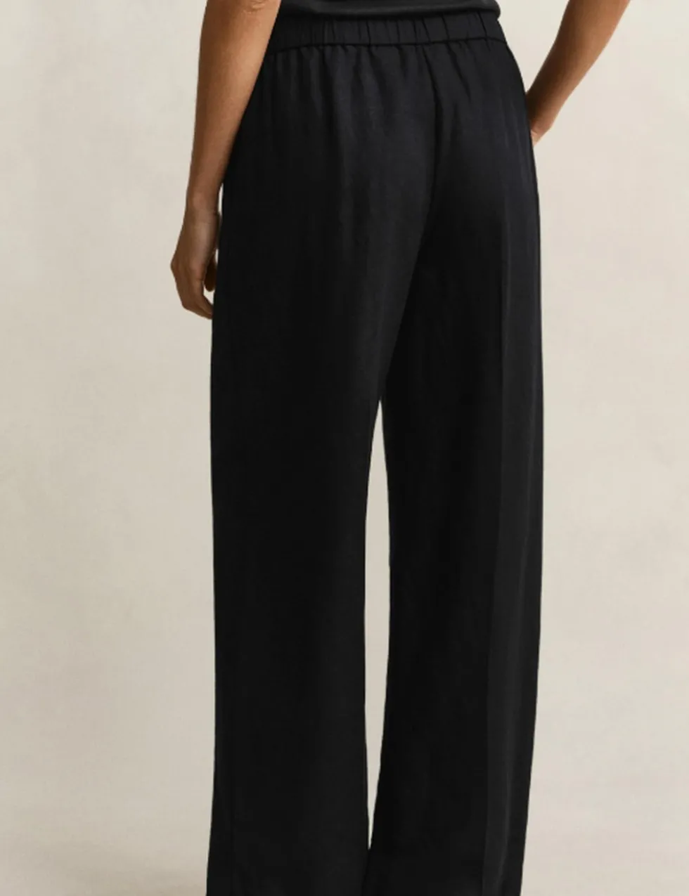 Linen Blend Wide Leg Trousers
