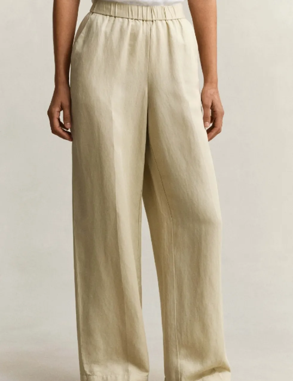 Linen Blend Wide Leg Trousers
