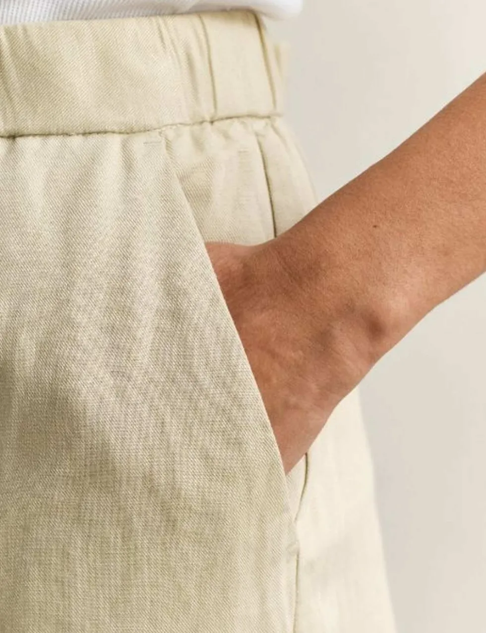 Linen Blend Wide Leg Trousers
