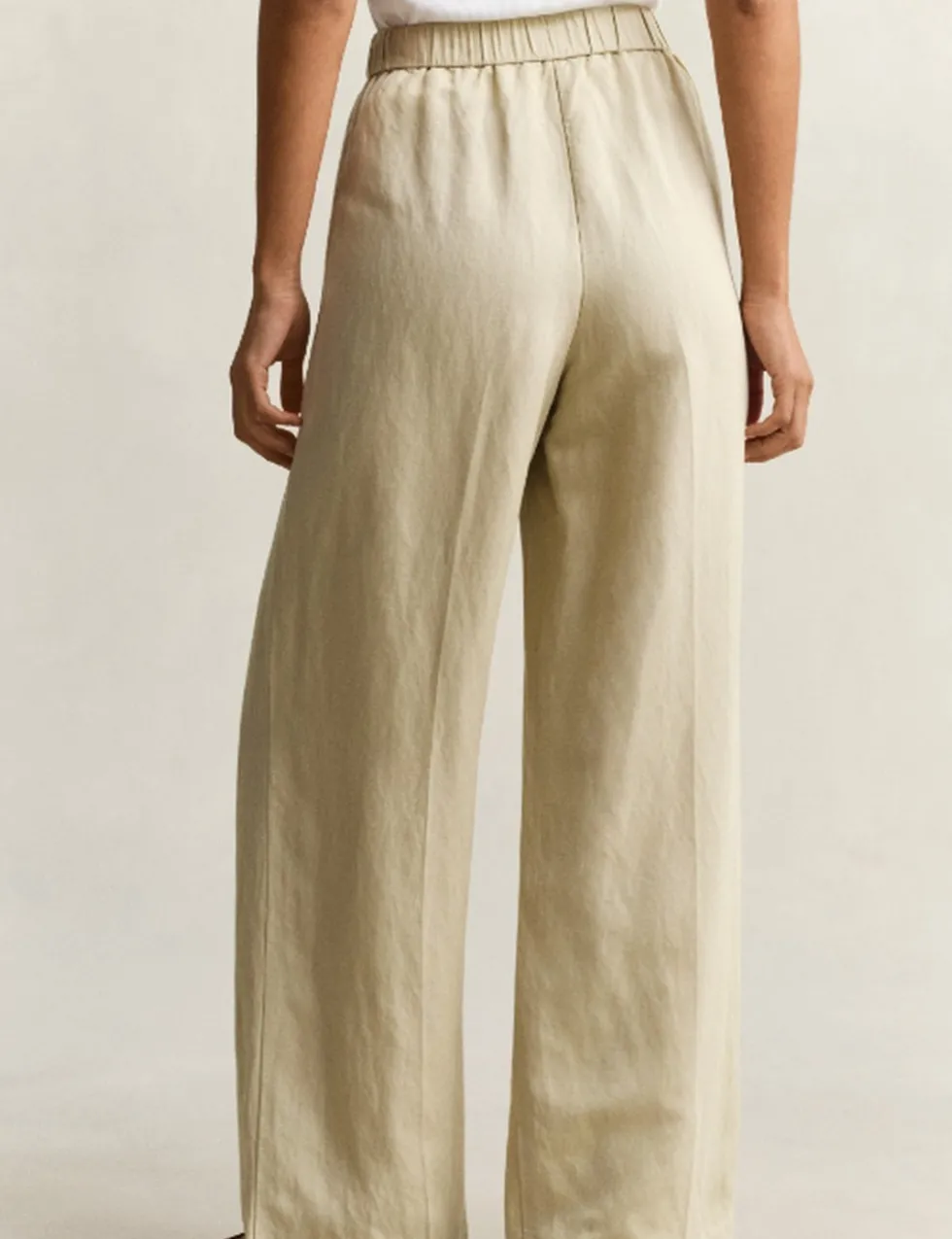 Linen Blend Wide Leg Trousers