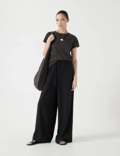 Linen Blend Wide Leg Trousers