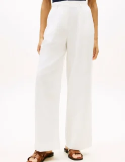 Linen Blend Wide Leg Trousers