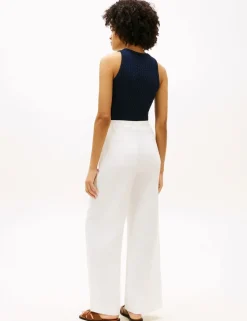 Linen Blend Wide Leg Trousers