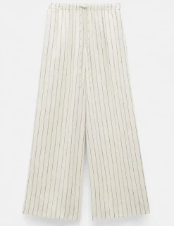 Linen Blend Wide Leg Trousers