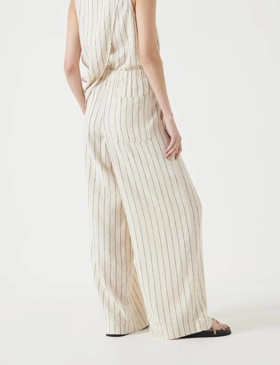 Linen Blend Wide Leg Trousers
