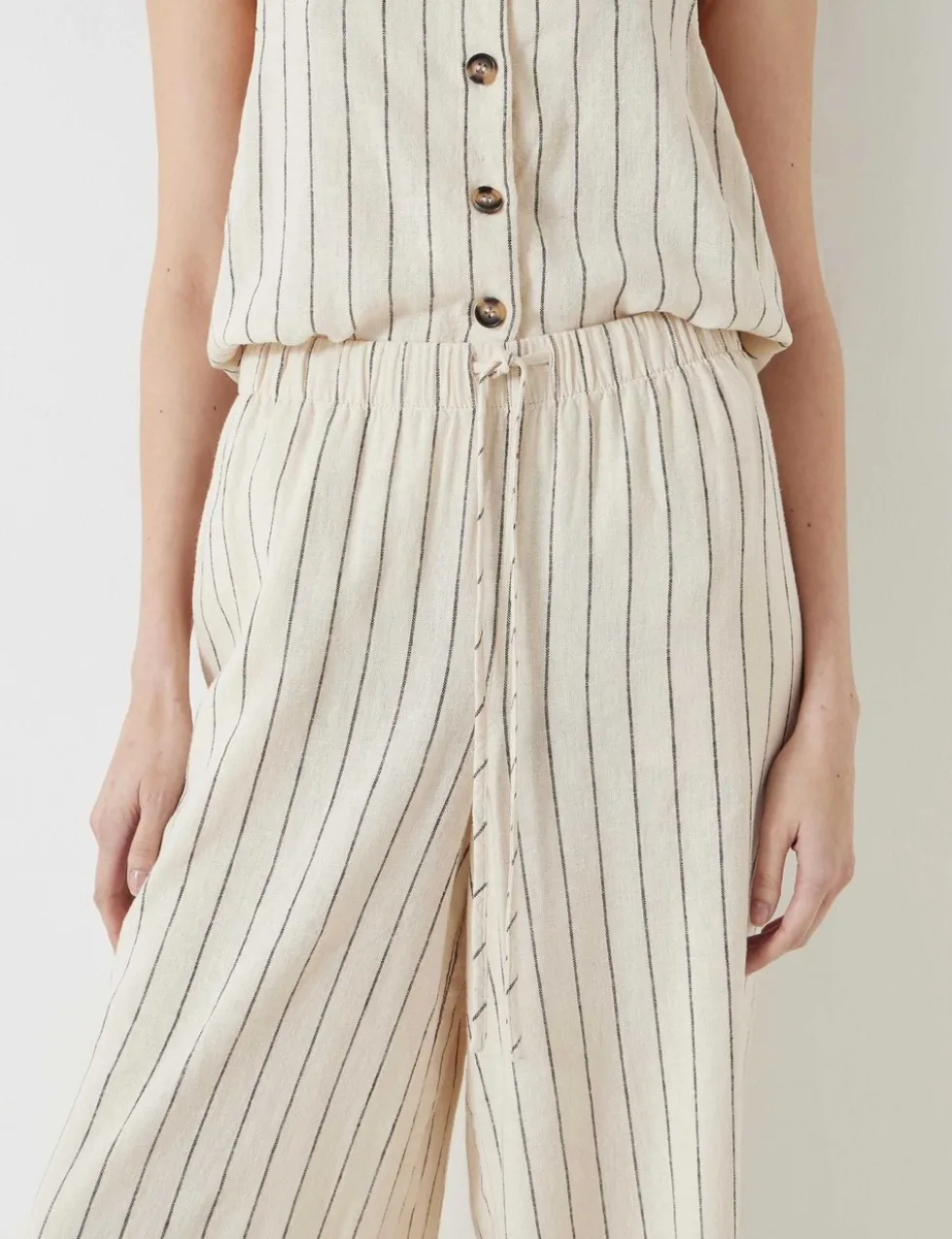 Linen Blend Wide Leg Trousers