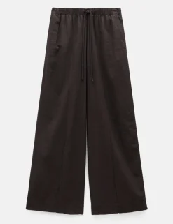 Linen Blend Wide Leg Trousers