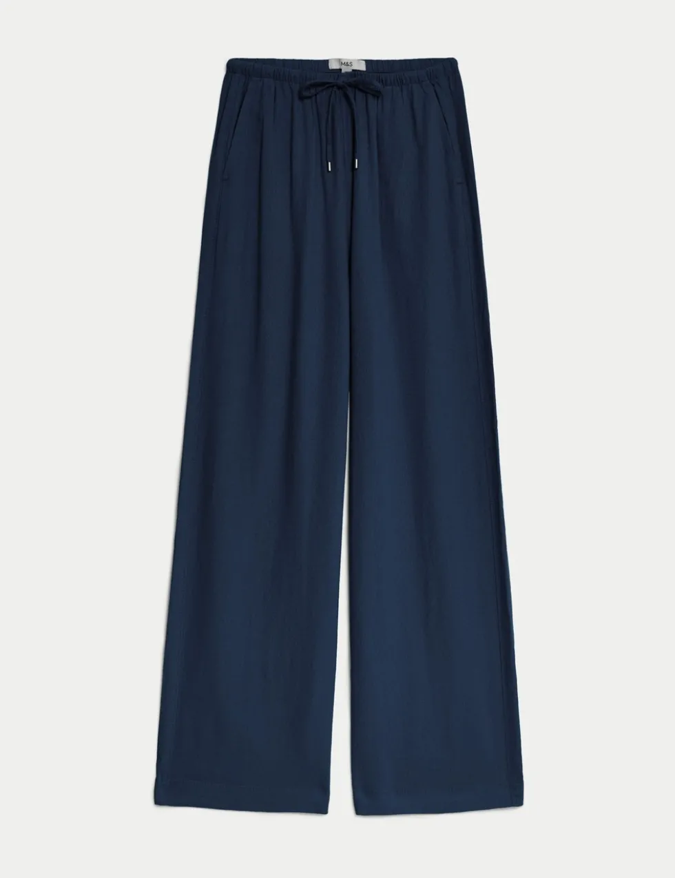 Linen Blend Wide Leg Trousers