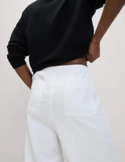 Linen Blend Wide Leg Trousers