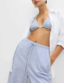 Linen Blend Wide Leg Trousers